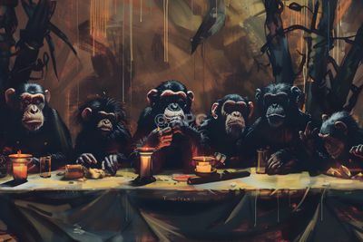 Affen beim Abendmahl (KI-Generierte Kunst)